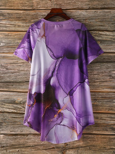 

Cotton-Blend Short Sleeve Tops, Picture color, T-Shirts