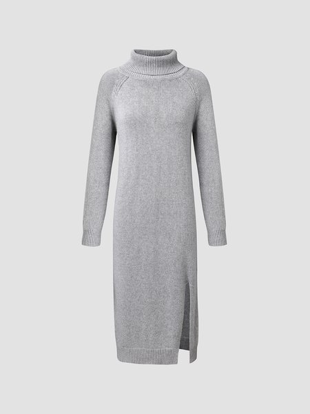 

Elegant Yarn/Wool Yarn Cowl Neck Dresses, Apricot, Casual Dresses
