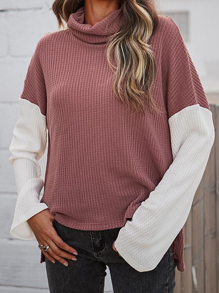 

Plain Long Sleeve Cotton-Blend Shirts & Tops, Pink, Tops