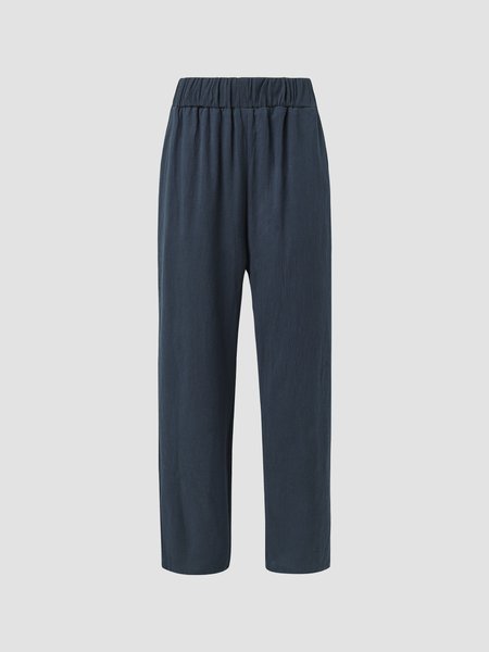 

women's cotton linen pants new loose thin casual linen Harlan long pants, Navy blue, Pants