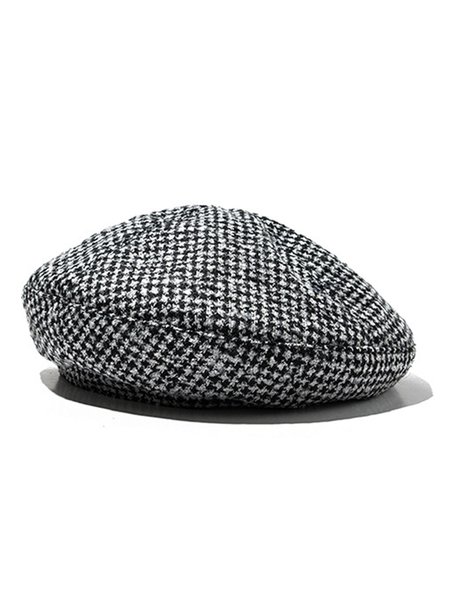 

Vintage houndstooth beret, Black white, Women Hats