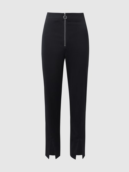 

Regular Fit Simple Pants, Black, Wide Leg Pants