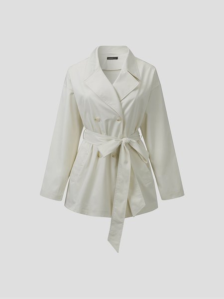 

Shawl Collar Long Sleeve Cotton-Blend Jackets, Apricot, Long sleeve tops