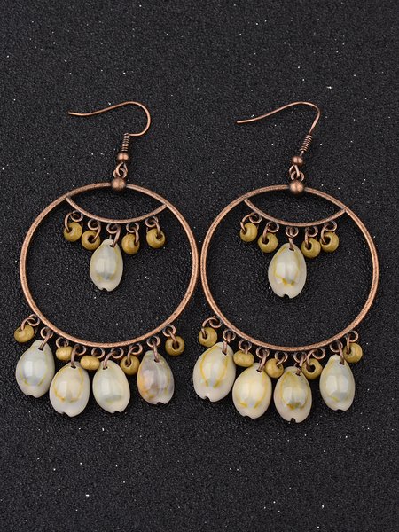 

Shell ethnic style bohemian earrings, Beige, Earrings