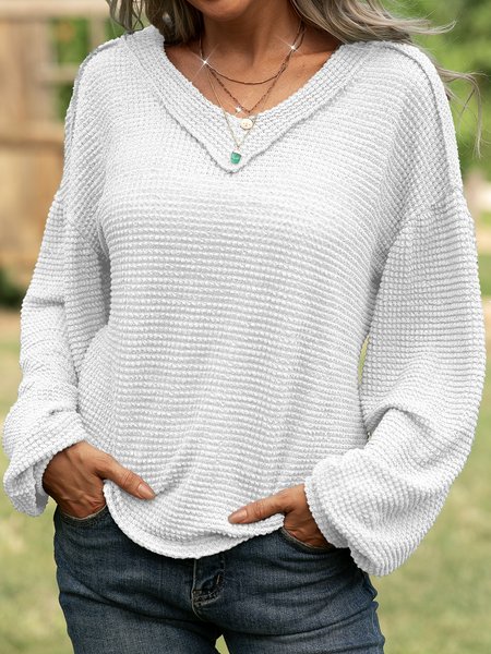 

casual long sleeve cocoon shirts & tops, White, Tops