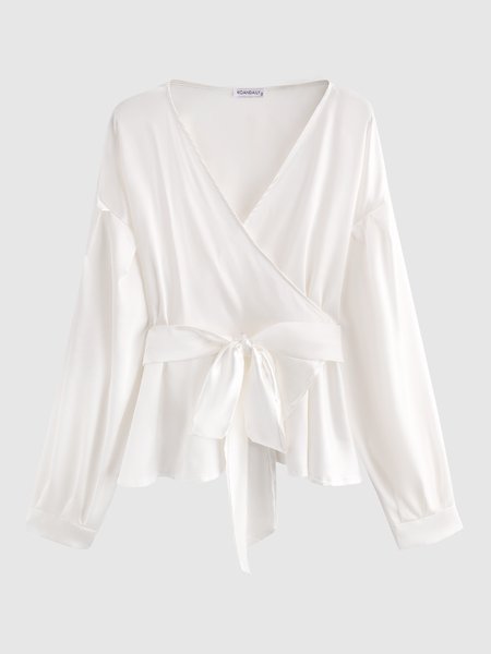 

Off Shoulder Solid Loosen Elegant Shirt, White, Blouses and Shirts