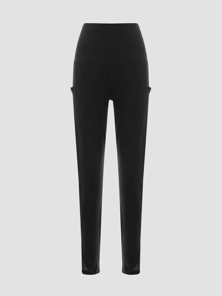 

Solid Mesh Sports Pants, Black, Pants