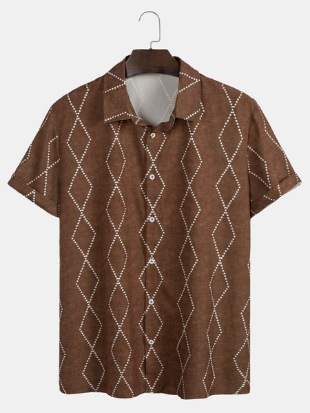 

Casual Shirt Collar T-shirt, Brown, Shirts ＆ Blouse