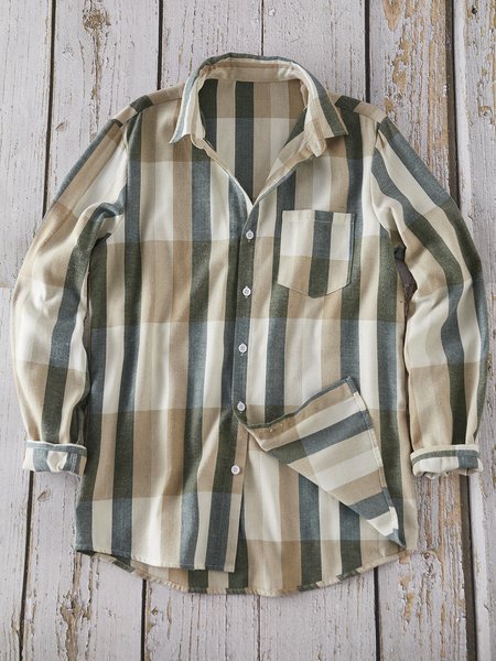 

Shirt Collar Pockets Vintage Shirts & Tops, Green, Men's shirts