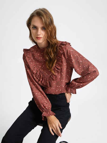 

Polka Dots Chiffon Casual Blouse, As picture, Blouses and Shirts