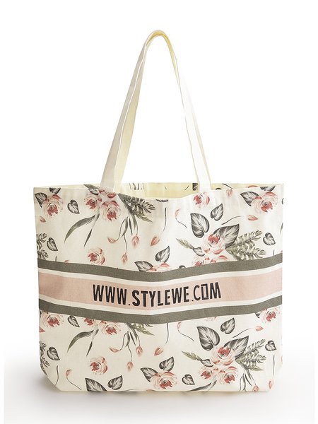 

STYLEWE Froral Casual Shopping Shoulder Bag, White, Totes
