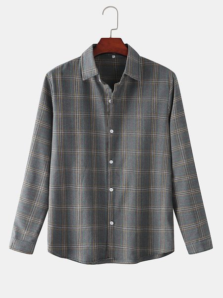 

Cotton-Blend Shirt Collar Shirts & Tops, Gray, Men's shirts