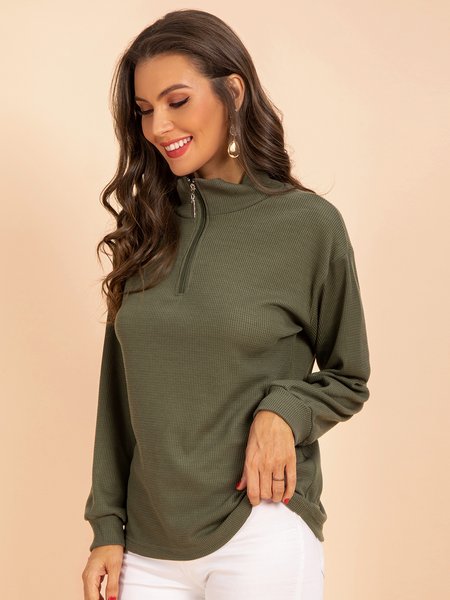 

Half-zipped Mockneck Sweatshirt, Army green, Long sleeve tops