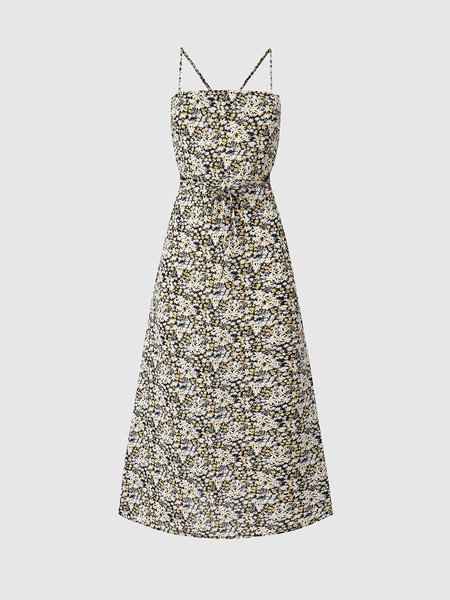 

Elegant Floral Slim Fit Weaving Dress, Black-white, Maxi Dresses