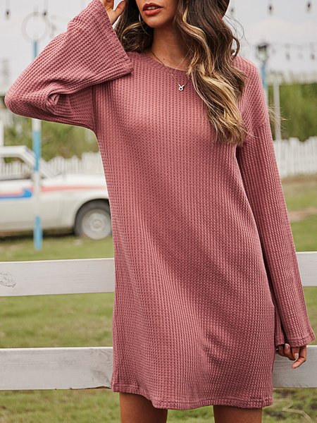 

Cotton-Blend Casual A-Line Dresses, Pink, Mini Dresses