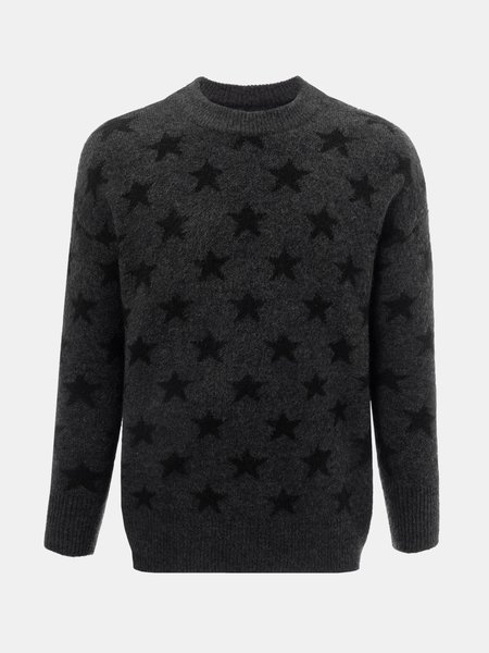 

Cotton Long Sleeve Geometric Casual Sweater, Gray, Men's Sweater