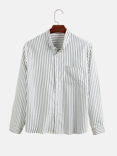 

Work Stand Collar Shirts & Tops, As picture, Men's shirts