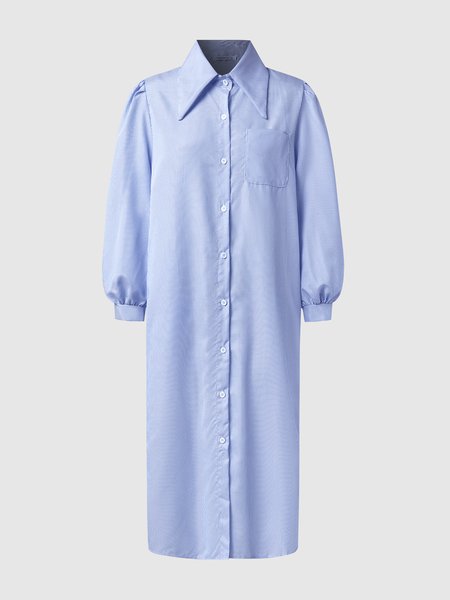 

Casual Regular Fit Striped Weaving Dress, Blue, Midi Dresses