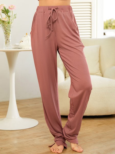 

Loosen Pants Comfortable trousers with elastic drawstring waist knit pits, Deep brown, Pants