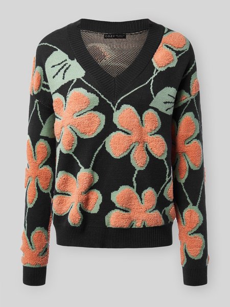 

Cotton-Blend Long Sleeve Sweater, Yellow, Knitwear & Sweaters