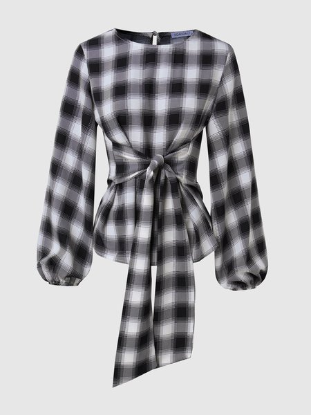 

Regular Fit Vacation Checked/Plaid Tops, Black, Tops