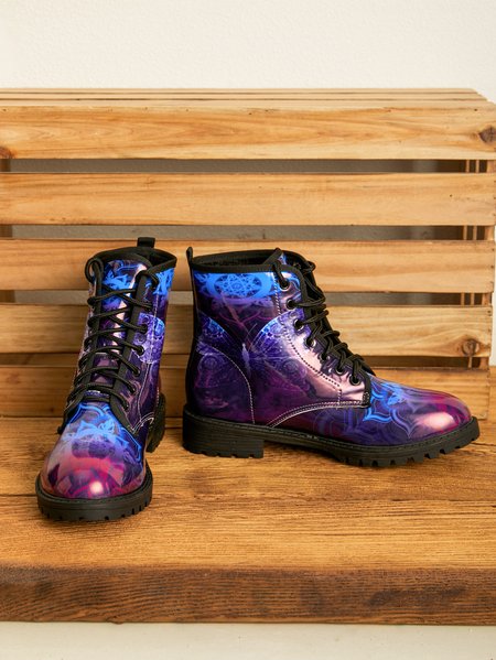 

Casual Butterfly Print Martin Combat Boots, As picture, Boots