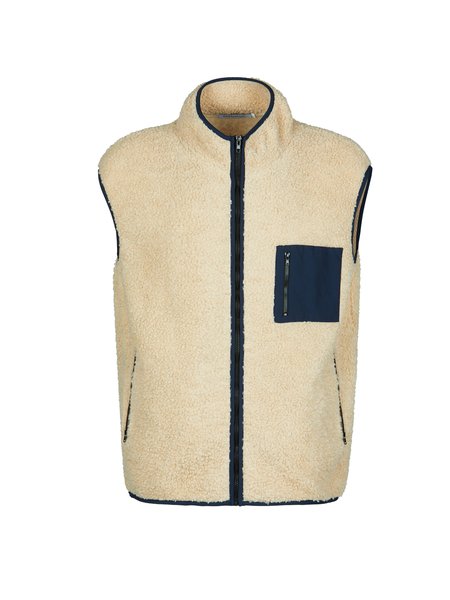 

Men's Stand-Up Collar Stitching Vest, Light khaki, Outerwear