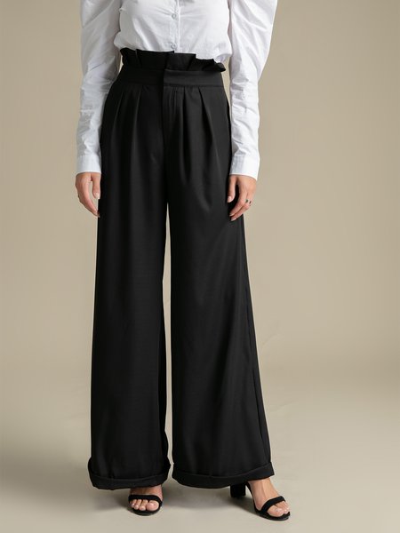 

Plain Shift Pants, Black, Straight Leg Pants