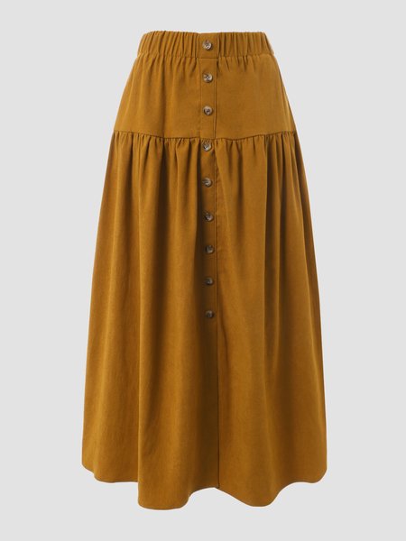 

Casual Solid Cotton Blends Skirts, Brown, Skirts