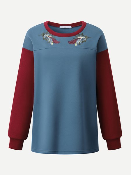 

Regular Fit Crew Neck Embroidered Sweatshirt, Blue, Hoodies & Sweatshirts