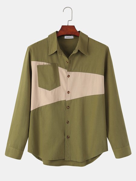 

Colorblock Color-Block Shirts & Tops, Green, Men's shirts