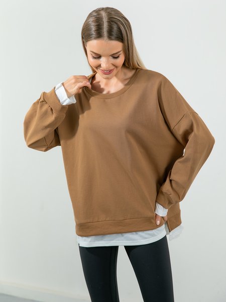 

Casual Vintage Cotton Blends Sweatshirt, Khaki, Sweatshirts & Hoodies