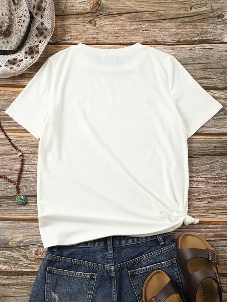 

Printed Cotton Casual T-shirt, White, T-Shirts