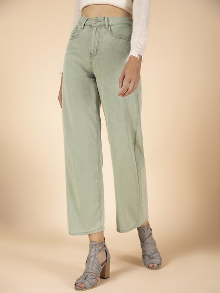 

Light green washed denim wide leg pants, Pants