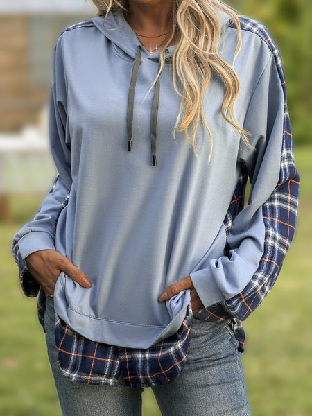 

Hoodie Paneled Long Sleeve Sweatshirt, Blue gray, Hoodies & Sweatshirts