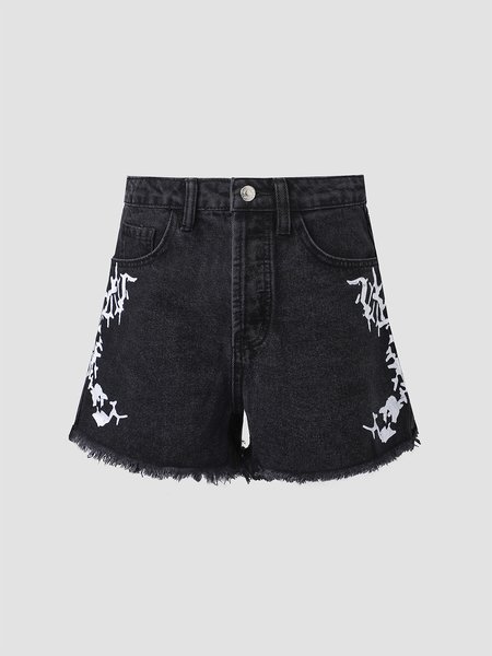 

Denim Slim Fit Pants, Black, Shorts