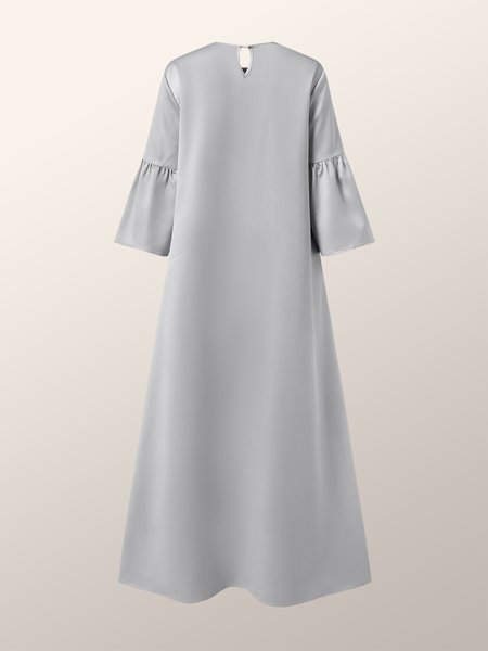 

Elegant Long Sleeve Loosen A-line Maxi Dress, Gray, Maxi Dresses