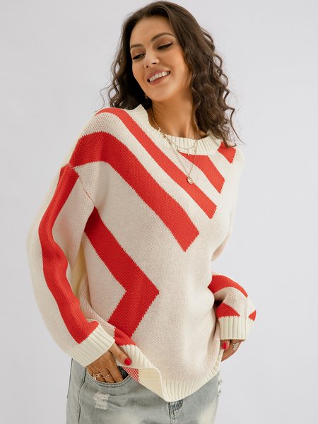 

Cocoon Geometric Boho Long Sleeve Sweater, Beige, Sweaters