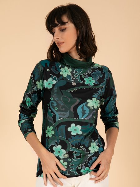 

Printed Long Sleeve Crew Neck Shirts & Tops, Olive green, Sweaters