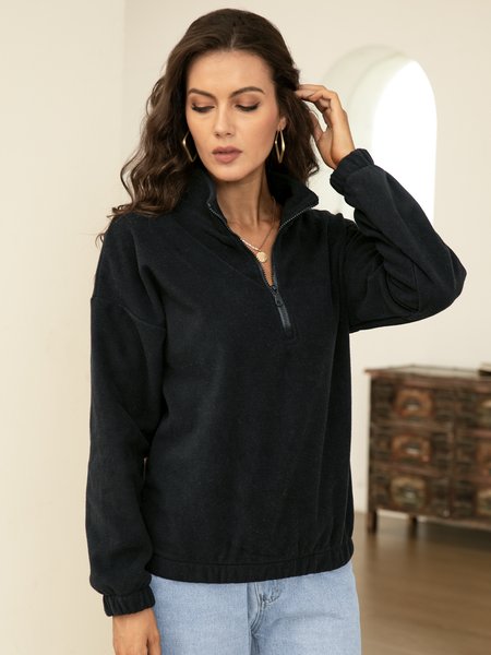 

Casual Zipper Turtleneck Sweatshirt, Black, Sweatshirts & Hoodies
