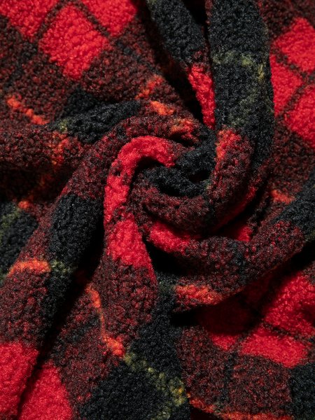 

Casual stand-collar checked fleece Fleece Sweatshirt, Reddish black, Men's Sweatshirts & Hoodies