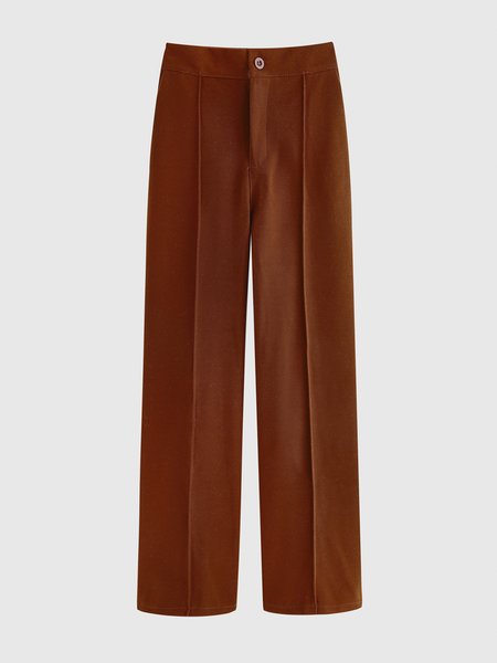 

Casual Solid Retro Pants, Camel, Wide Leg Pants