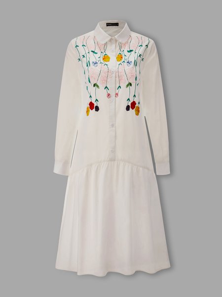 

Long Sleeve Shift Midi Dress, White, Midi Dresses