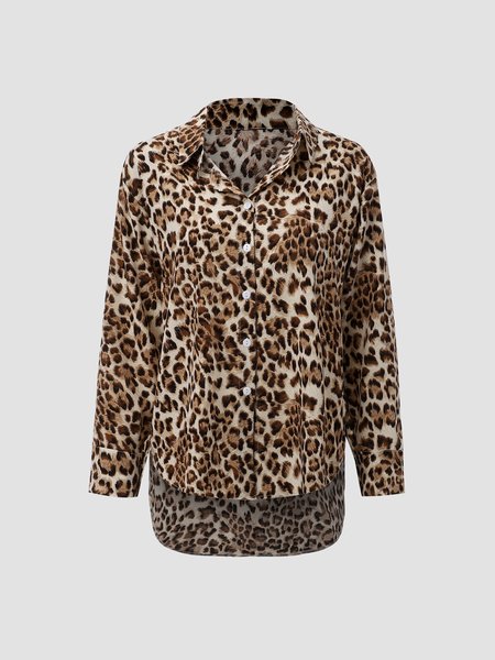 

Household Daily Vintage Casual Loosen Shirts & Tops, Leopard, Shirts & Blouses