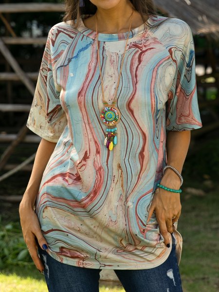 

Casual Short Sleeve T-Shirts, Multicolor, T-Shirts