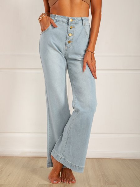 

Washed Denim Casual Pants, Light blue, Jeans