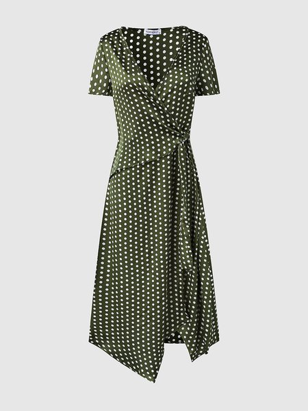 

Polka Dots Weaving Dress, Green, Midi Dresses