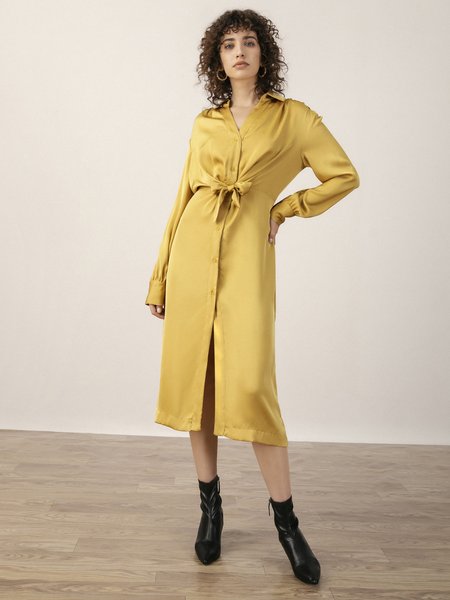 

Elegant Weaving Dress, Yellow, Midi Dresses