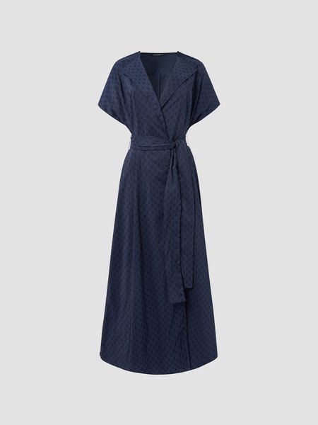 

Short Sleeve Work Cotton Dresses, Black-blue, Casual Dresses