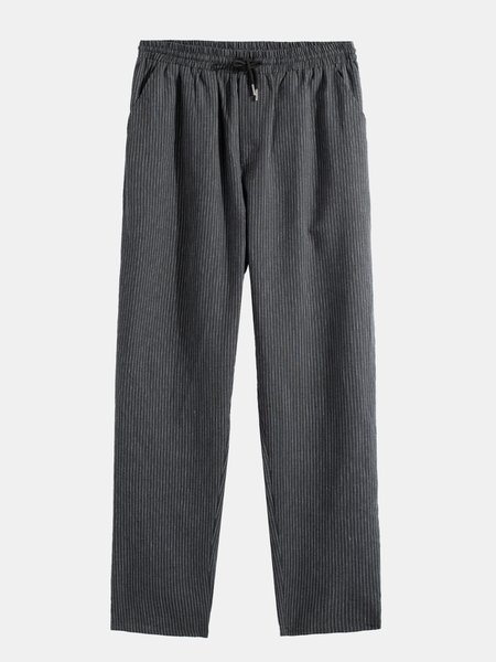

Casual Striped Drawstring Pants, Deep gray, Pants